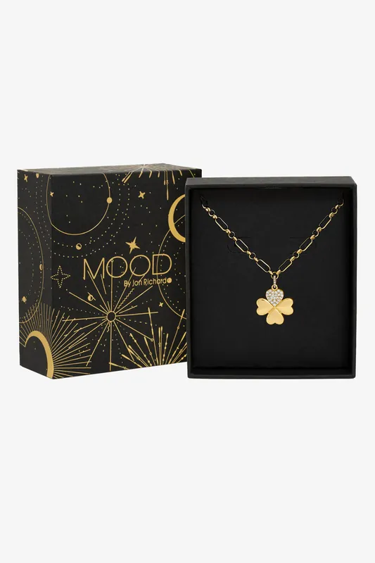 Gold Plated Clover Pendant Gift Boxed - Mood