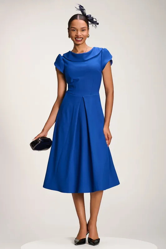 Roll Neck Petal Sleeve Midi Dress - Jolie Moi