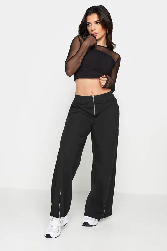 Petite Zip Detail Cargo Trousers - PixieGirl