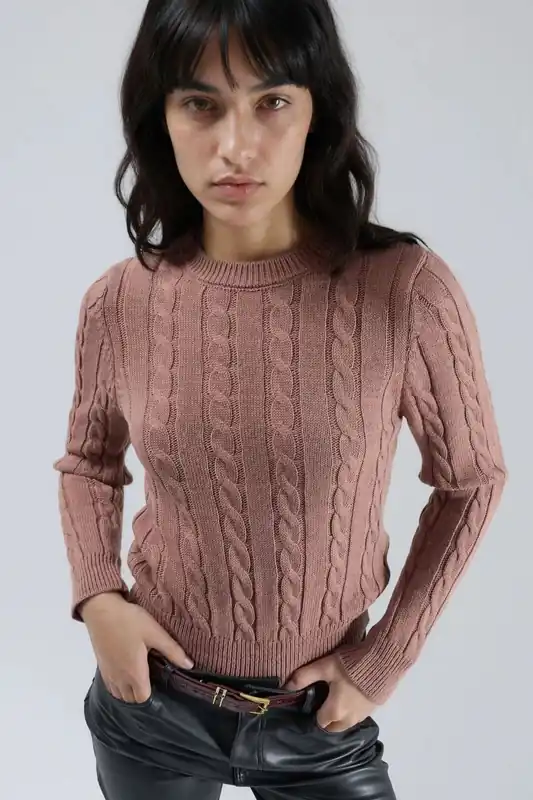 Fitted Cable Knit Sweater - MyFashion