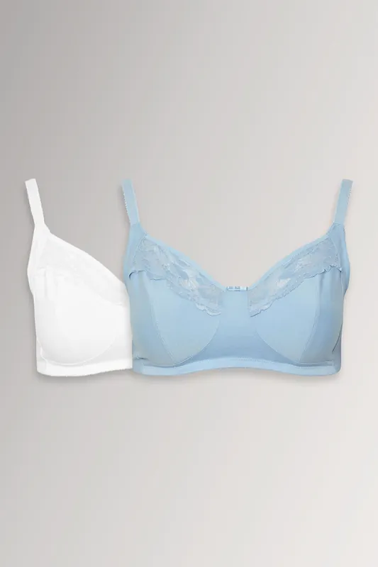 2 Pack Lace Trim Non-Padded Non-Wired Bralettes