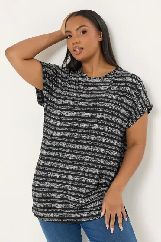 Stripe Grown-On Sleeve T-Shirt