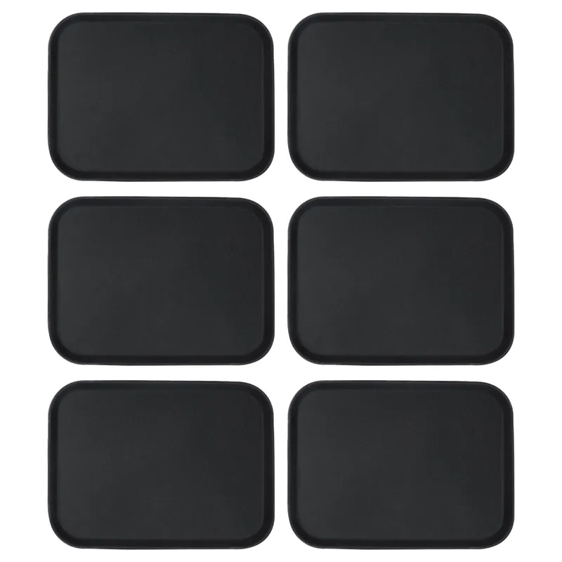 Rectangle Non-Slip Serving Trays - 56cm x 41cm - Black - Pack of 6