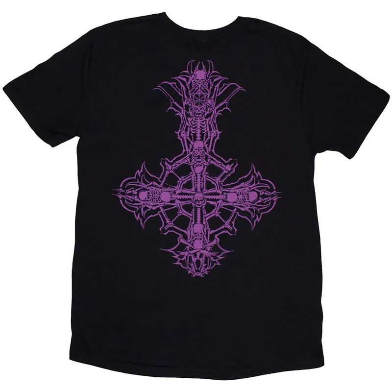 Metal Band Logo Purple Grucifix T Shirt - Ghost