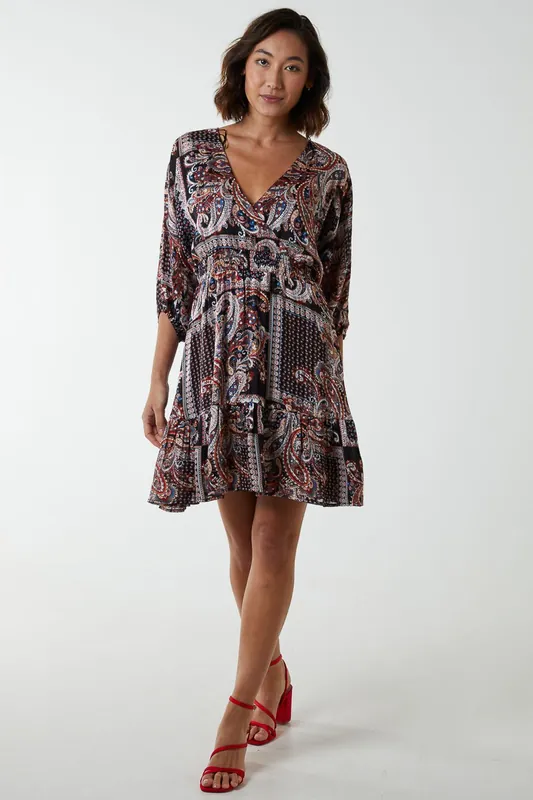 Wrap Front Kimono Sleeve Dress - Blue Vanilla