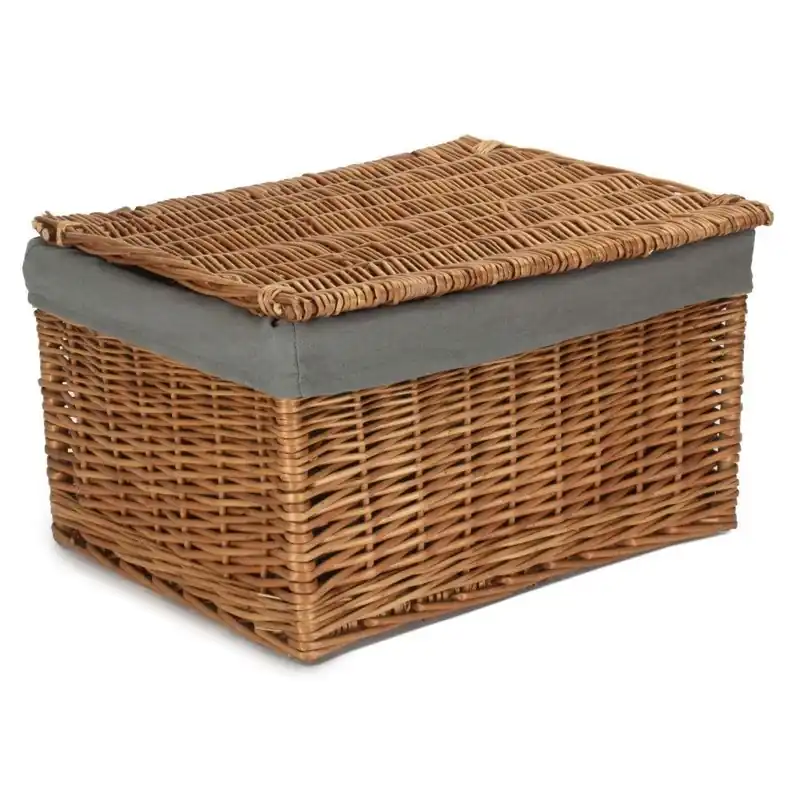 Light Steamed Cotton Lined Storage Basket - Red Hamper
