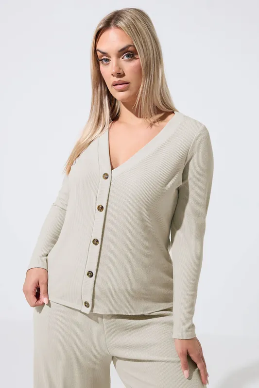 Ribbed Button Cardigan - Yours
