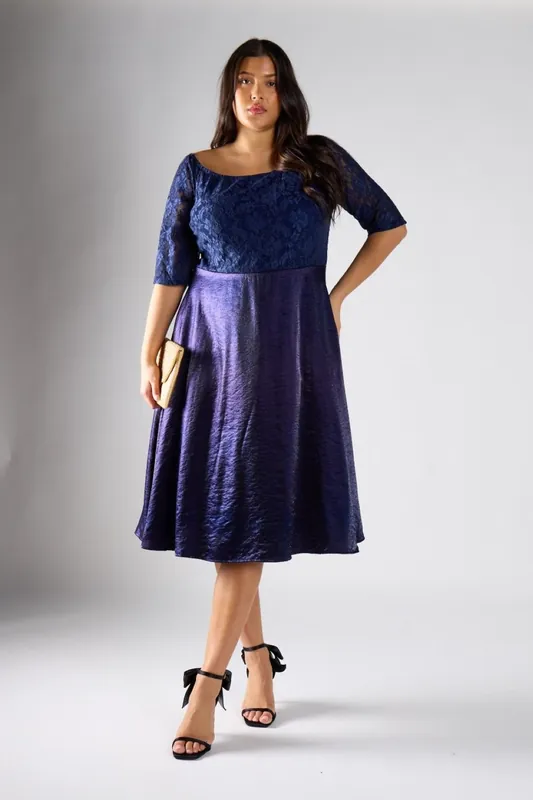 Lace And Shimmer Midi Dress - Shnoo