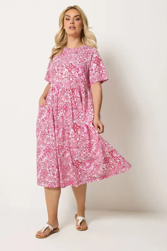 Tile Throw On Smock Dress - Yours