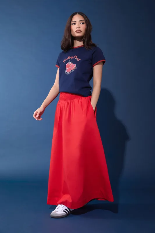Petite Shirred Poplin Maxi Skirt - PixieGirl