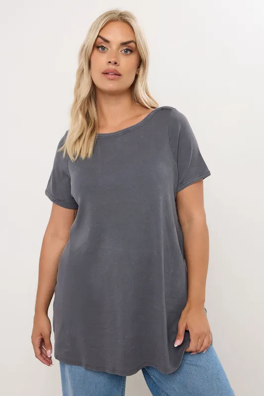 Acid Wash Ribbed Swing T-Shirt