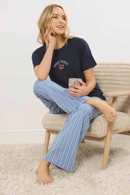 Tall 'Sunday Brunch' Slogan Pyjama Set - Long Tall Sally