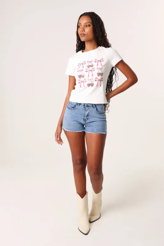 Ivory Diamante Bow T-shirt