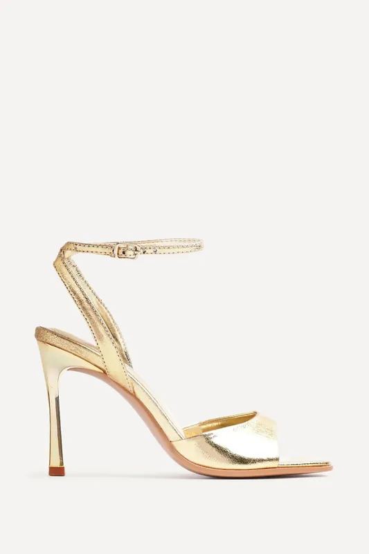 Jazz Gold Faux Leather Stiletto High Heels - Linzi