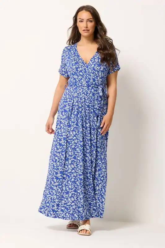 Ditsy Floral Wrap Front Dress - Yours