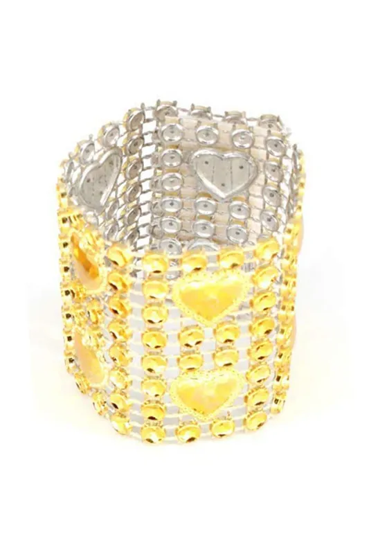 Set of 10 Diamond Napkin Rings Bling Gold Heart Shaped Napkin Rings Holder, 13cm x 4cm - Neel Blue