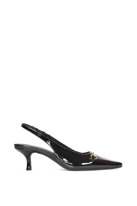 Jane' Pointed Toe Slingback Mid Kitten Heels with Buckle - XY London
