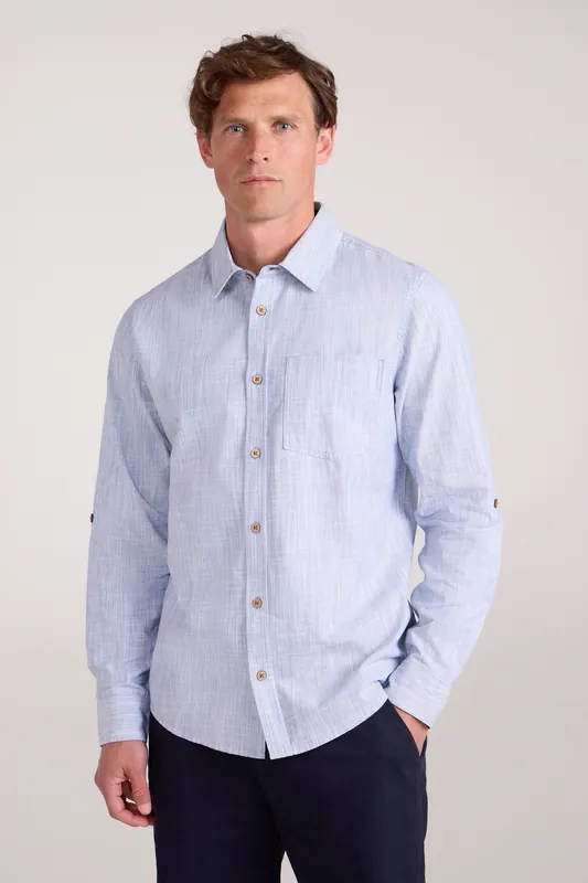Lightweight Coconut Textured Long Sleeved Breathable Cotton Shirt - Mountain Warehouse