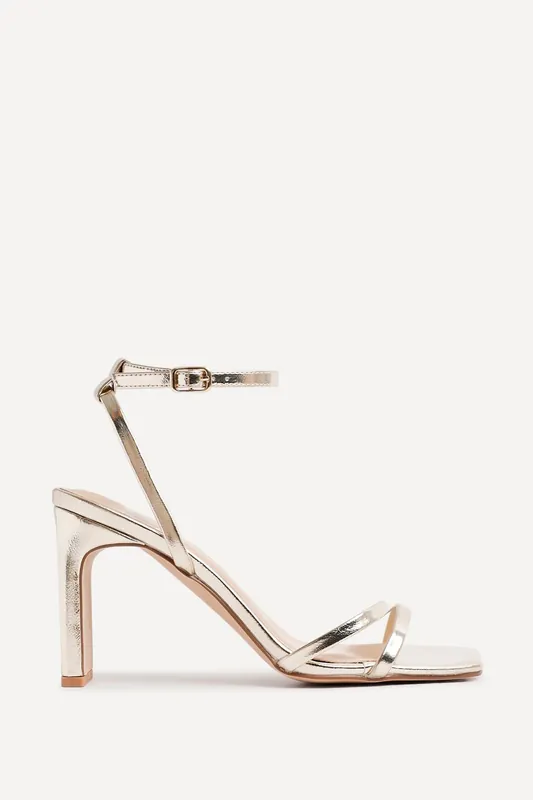 Gesture Gold Faux Leather Strappy High Heel - Linzi