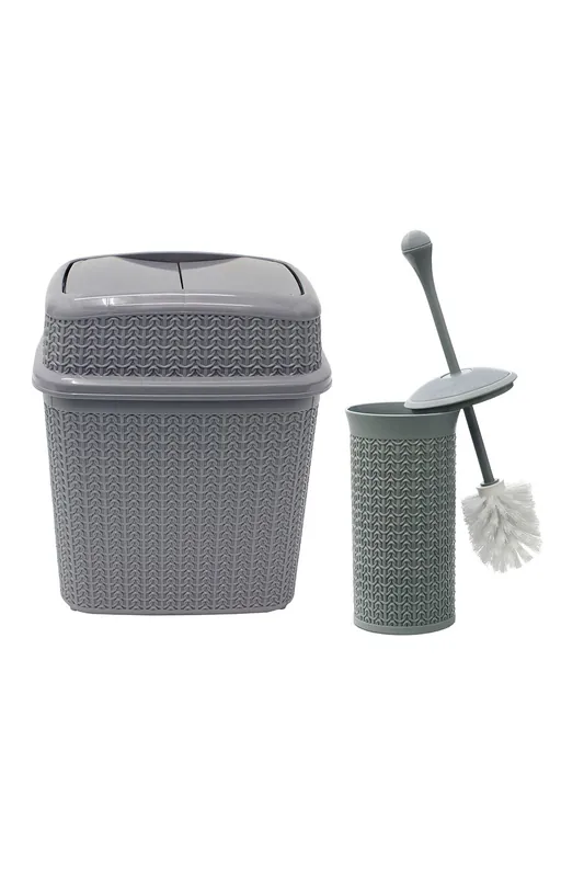 Loop Toilet Brush and Rectangular Lidded Bin - JVL