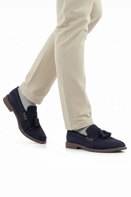 Charleston Premium Suede Leather Casual Mens Tassel Loafers - Silver Street London