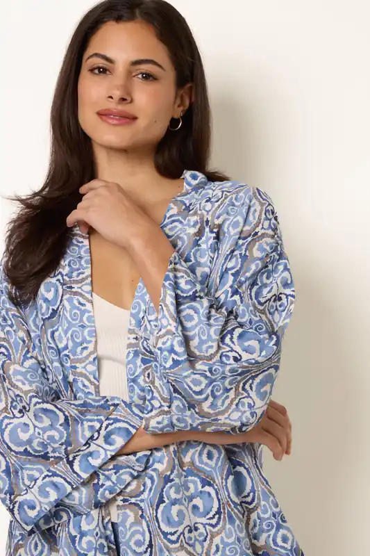Navy 3/4 Sleeve Kimono - Blue Vanilla
