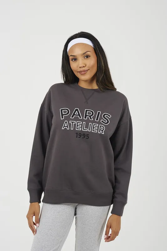 Crew Neck Embroidered Sweatshirt - Brave Soul