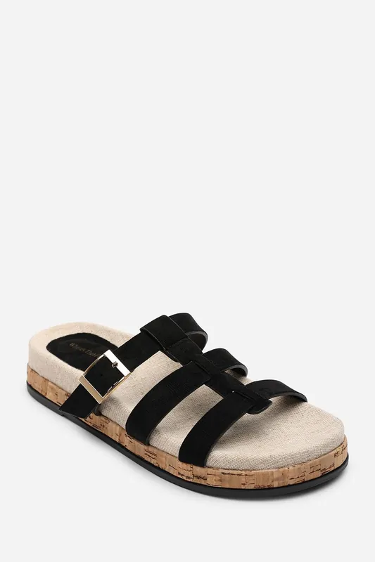 Bambi Multi Strap Footbed Suede Sandal - Where's That From