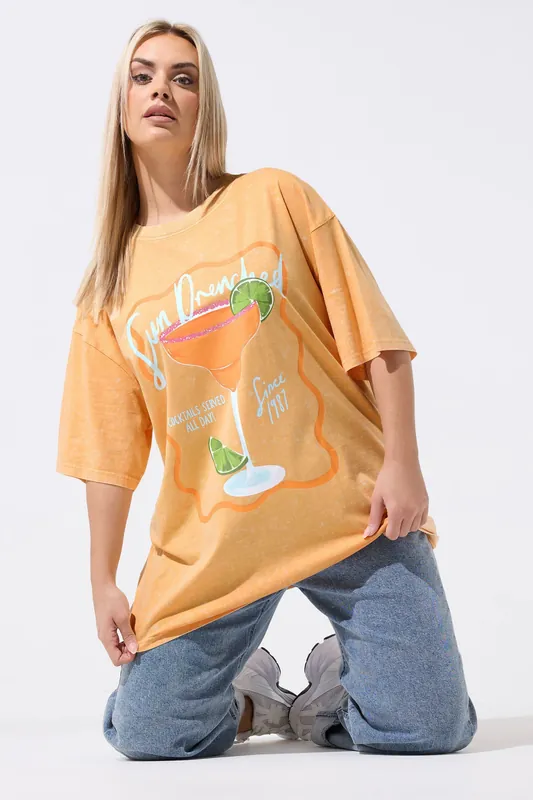 Longline Graphic Acid Wash T-Shirt