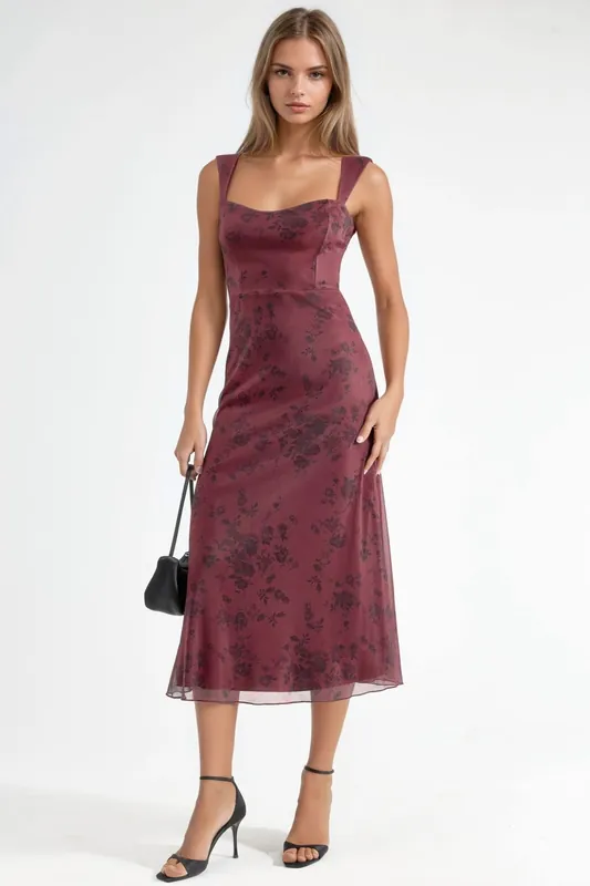 Flowering Heart Collar Midi Dress - Hiccup