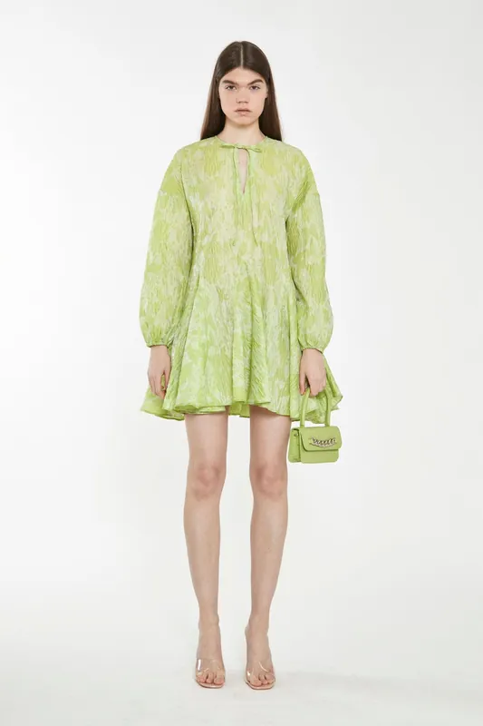 Tie Neck Swing Mini Dress - Shnoo