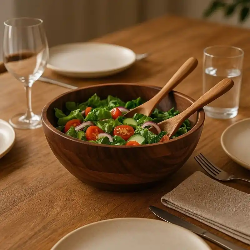 Rosi Large Round Sheesham Wood Salad Bowl - Orsina