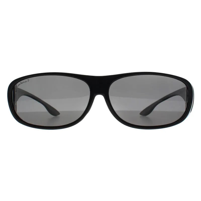 Rectangle Shiny Black Smoke Polarized FO2 Fit Over Glasses Sunglasses - montana