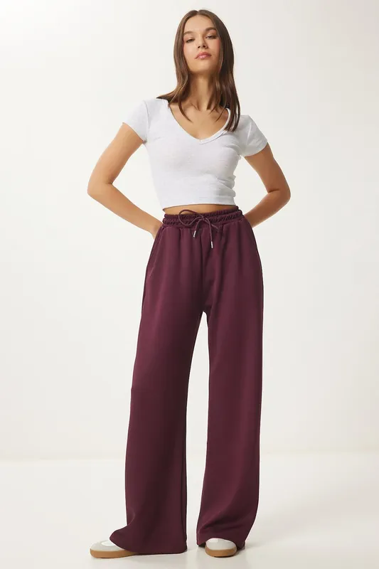 Wide Leg Drawstring Waist Sweatpants - Happiness Istanbul