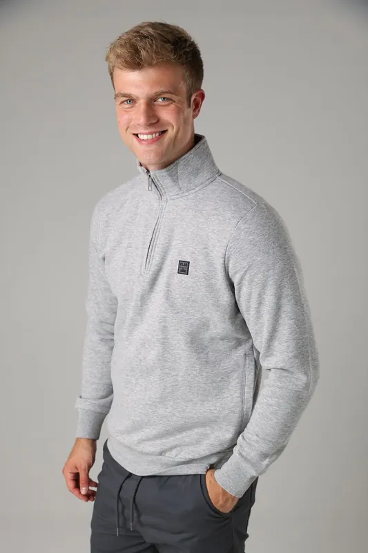 Cotton Blend Quarter Zip Sweatshirt - Tokyo Laundry