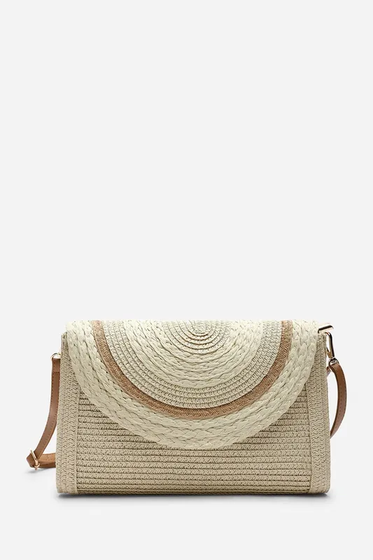 Alto Raffia Fold Over Clutch Bag - Where's That From