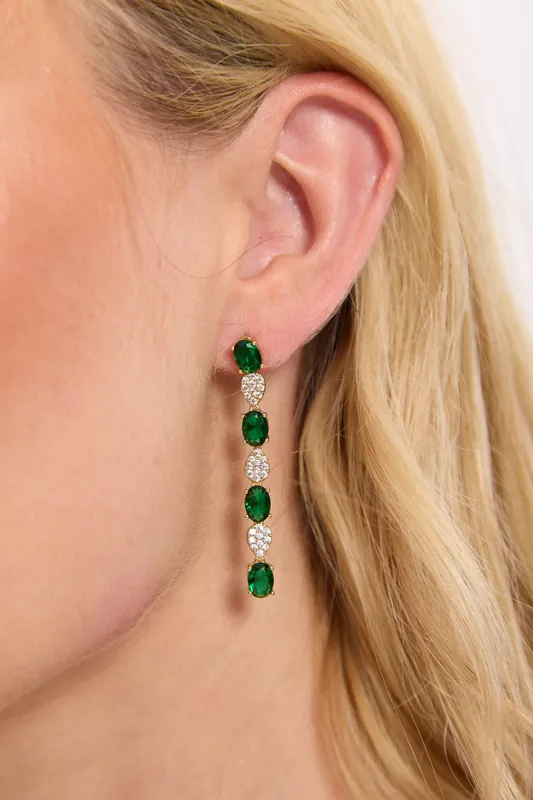 Emerald Cascade Crystal Drop Earrings - Liquorish