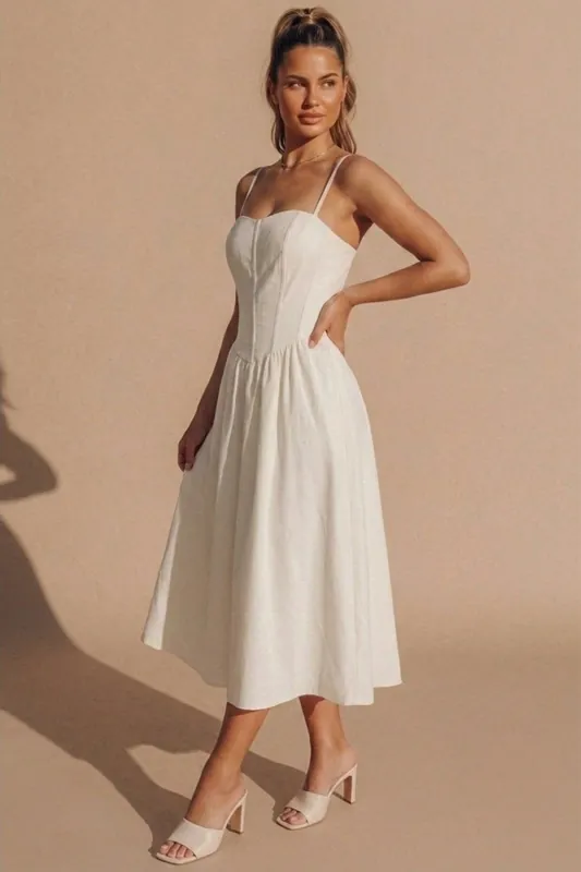 Cream Corset Detail Strappy Midaxi Dress - Rosa