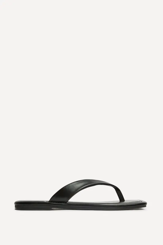 Element Black Toe Post Flat Sandals - Linzi
