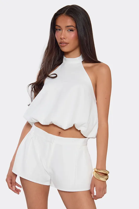 Blouson Style Sleeveless High Neck Top - EGO