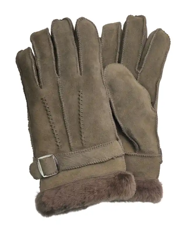 Luxury Sheepskin Suede Leather Gloves With Buckle - Infinity Leather