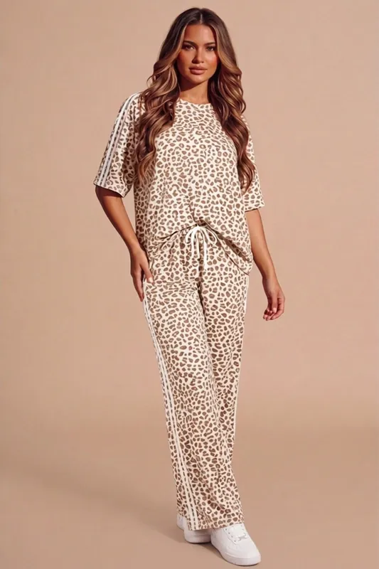 Oversized Loungewear Set With Side Stripe Detail - Femme Luxe
