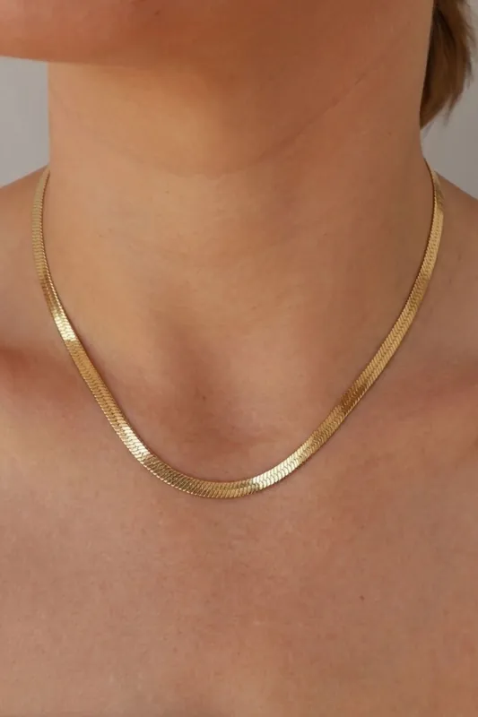 18K Gold Plated Textured Necklace - Serla