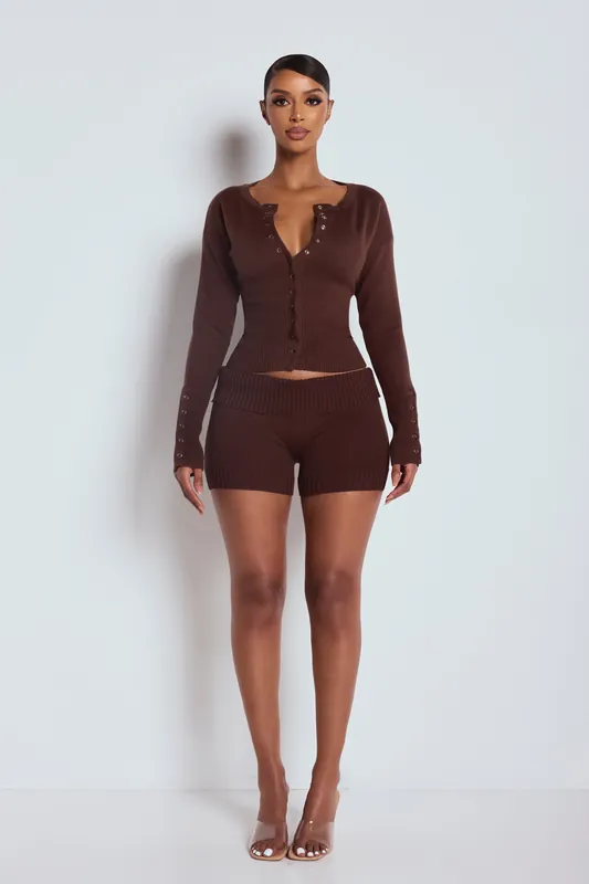 The Knit Shorts Brown - LEMONLUNAR