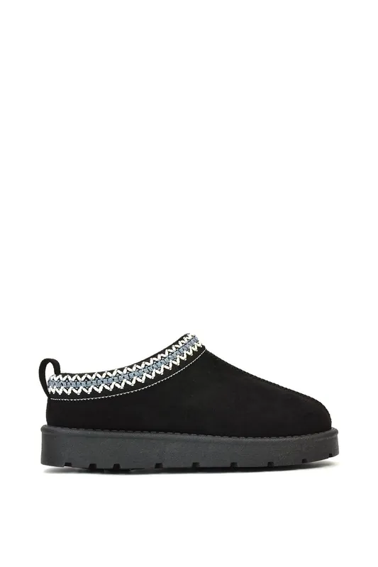 Zoe' Aztec Faux Fur Slip On Micro Slippers - XY London