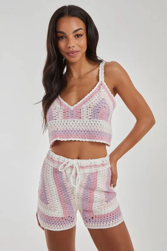 Crochet Zig Zag Top - Pink Vanilla