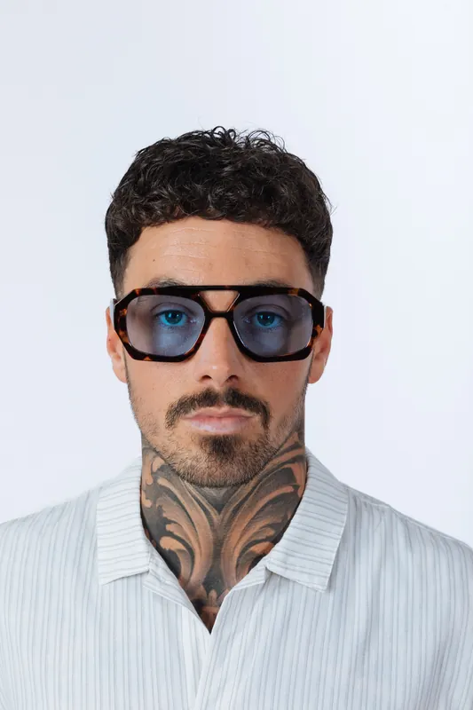 Tortoiseshell Sunglasses with Blue Lenses - SVNX