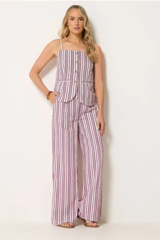 Tall Stripe Button Waistcoat & Wide Leg Trousers - Long Tall Sally