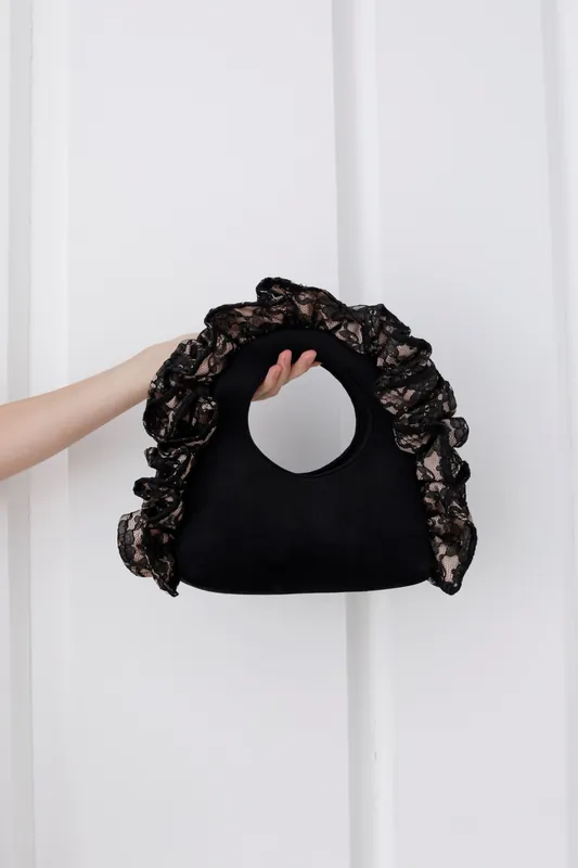 Lace Ruffle Handle Grab Bag - Belissh