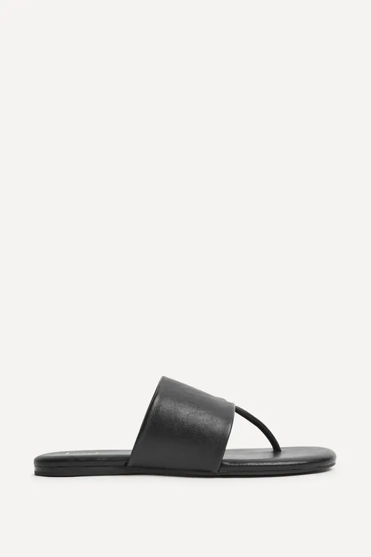 Amara Black Flat Sandals - Linzi